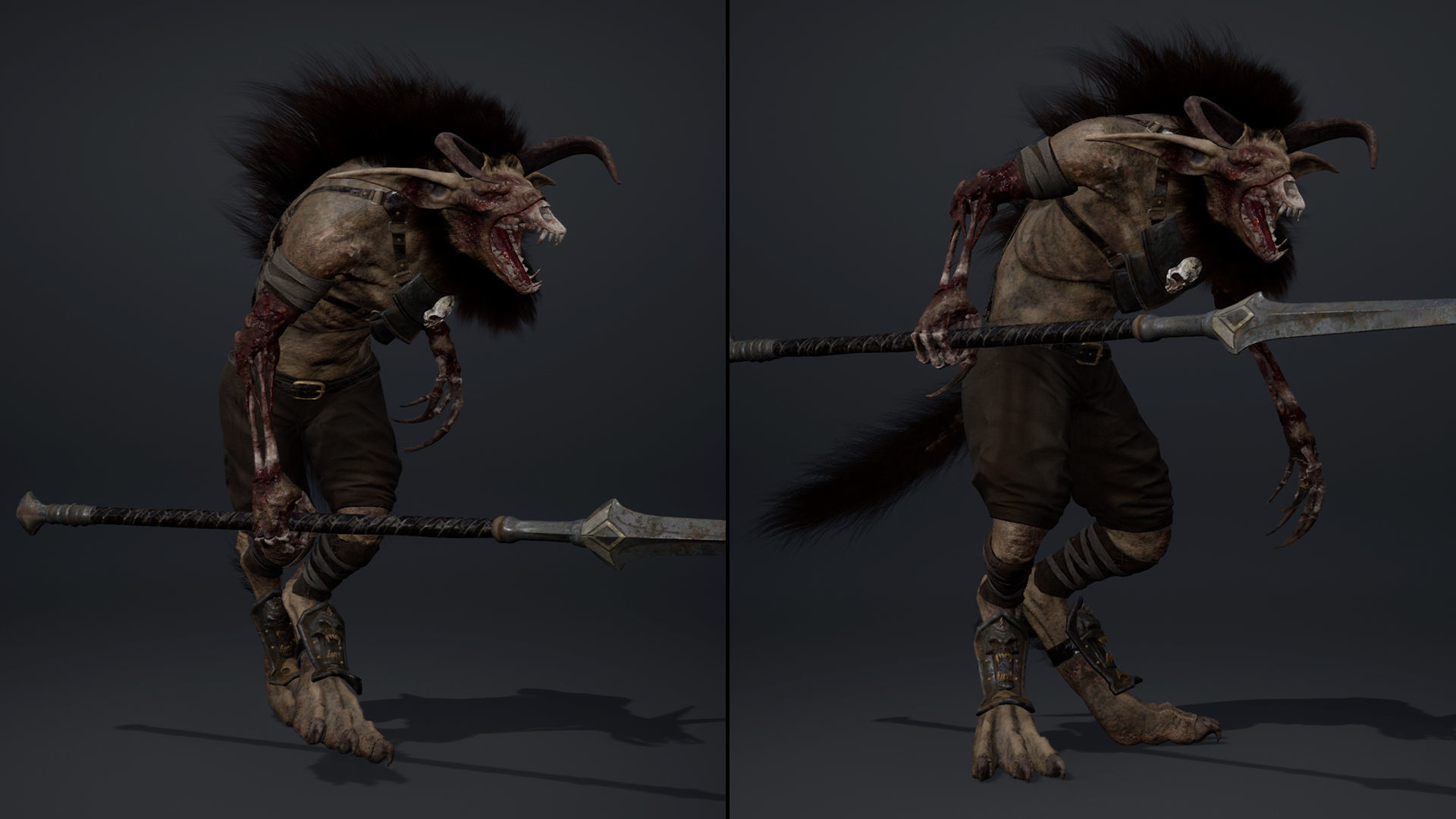 Shadow Spearman Damaged Low-poly 3D model_12