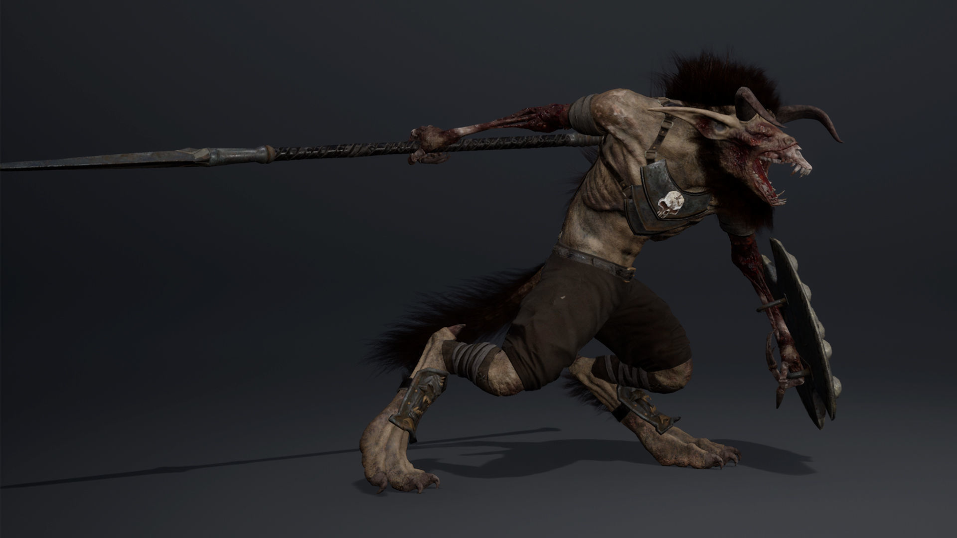 Shadow Spearman Damaged Low-poly 3D model_5