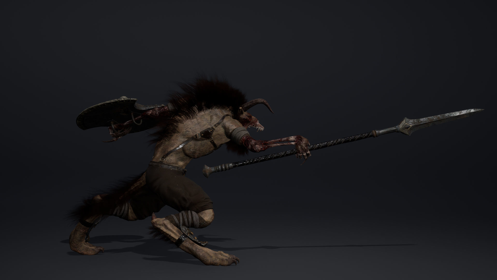 Shadow Spearman Damaged Low-poly 3D model_15