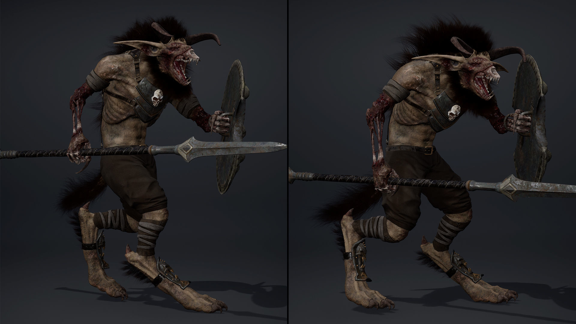 Shadow Spearman Damaged Low-poly 3D model_11