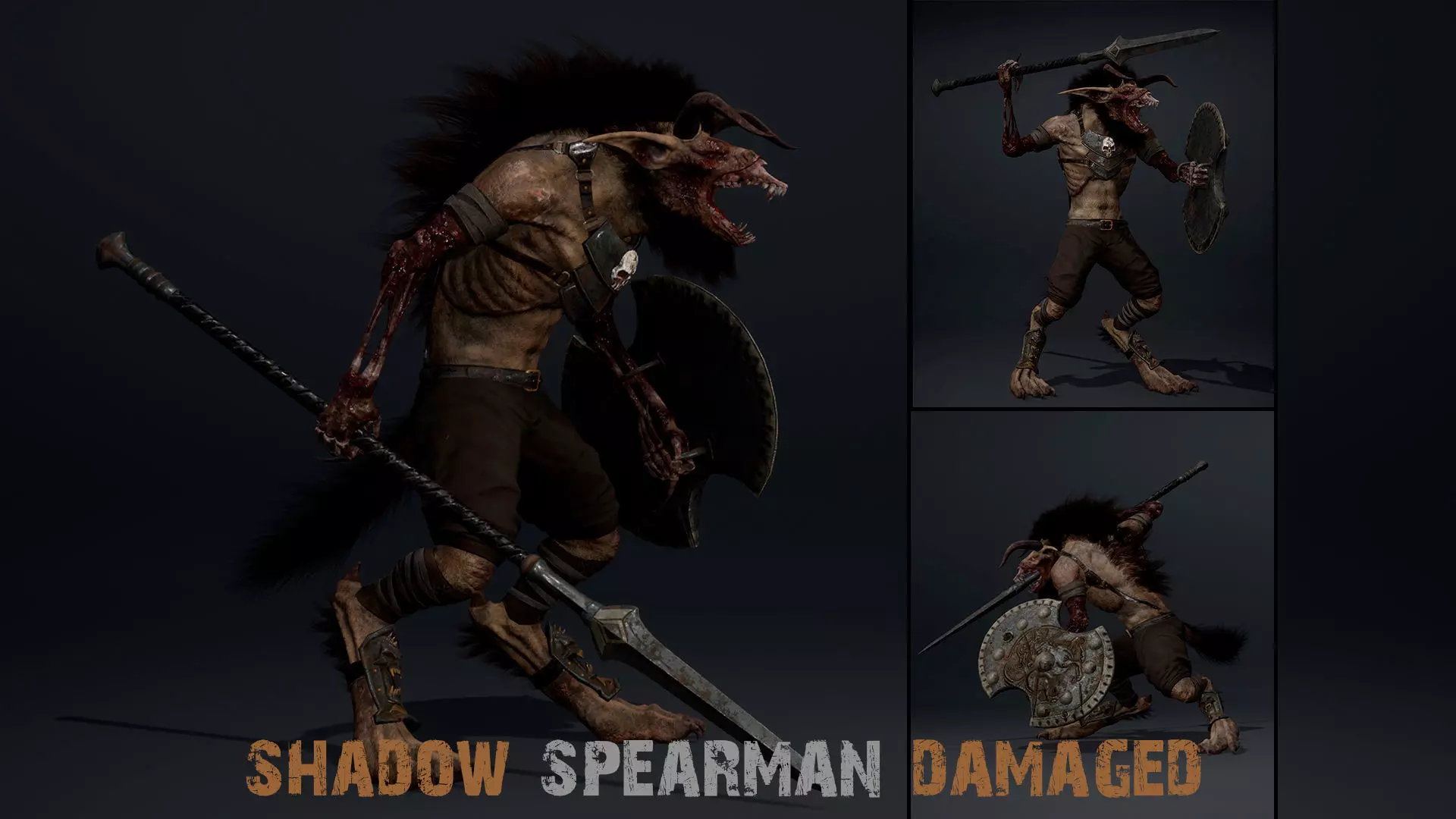 Shadow Spearman Damaged Low-poly 3D model_0