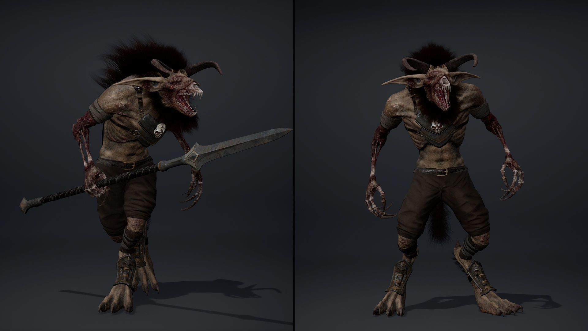 Shadow Spearman Damaged Low-poly 3D model_23