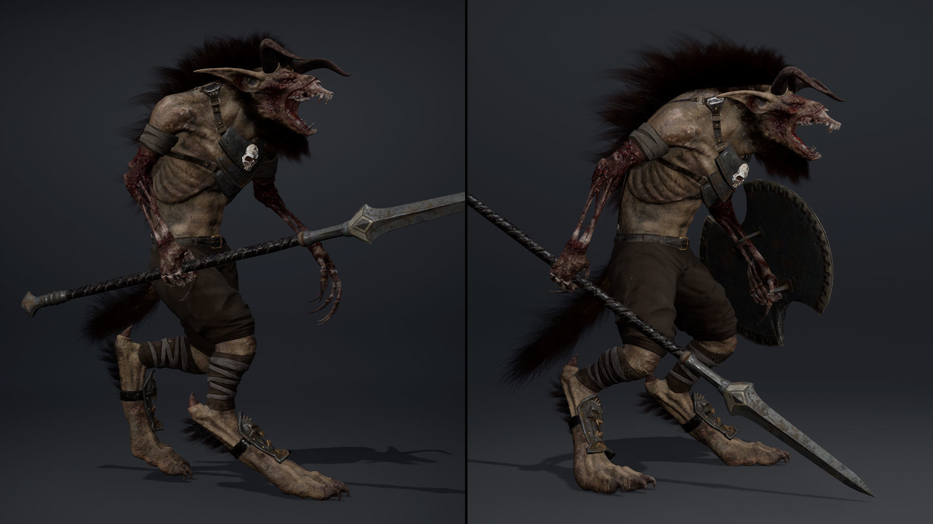 Shadow Spearman Damaged Low-poly 3D model_7