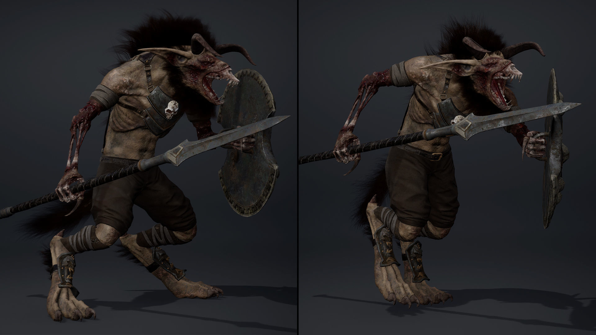 Shadow Spearman Damaged Low-poly 3D model_10