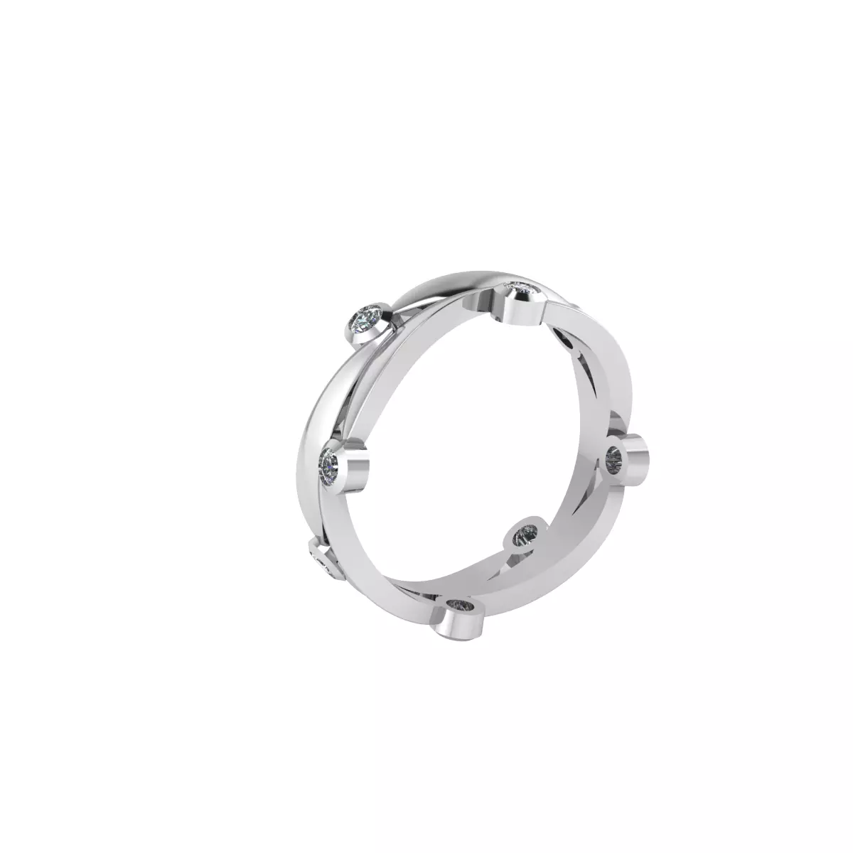 Wedding ring with diamonds 3D print model