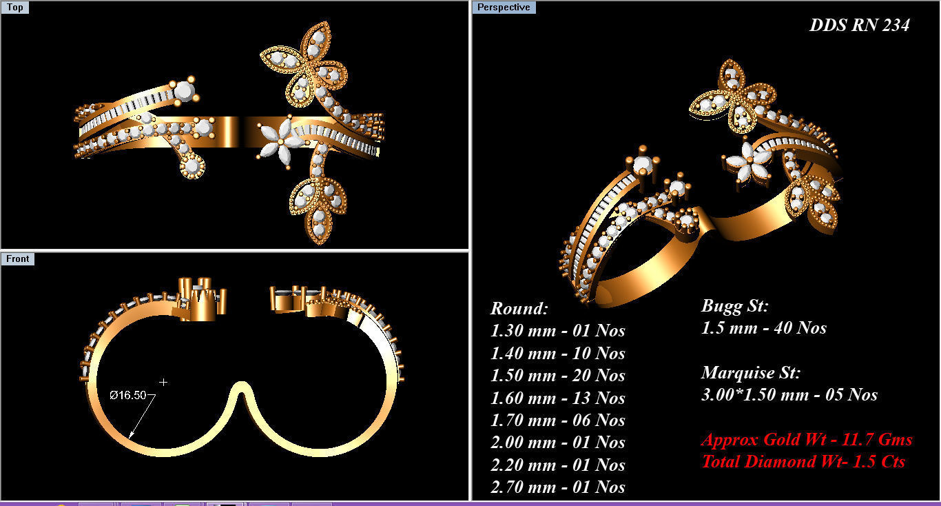 Women Ring  Render 3dm STL OBJ FBX Details 3D print model_8