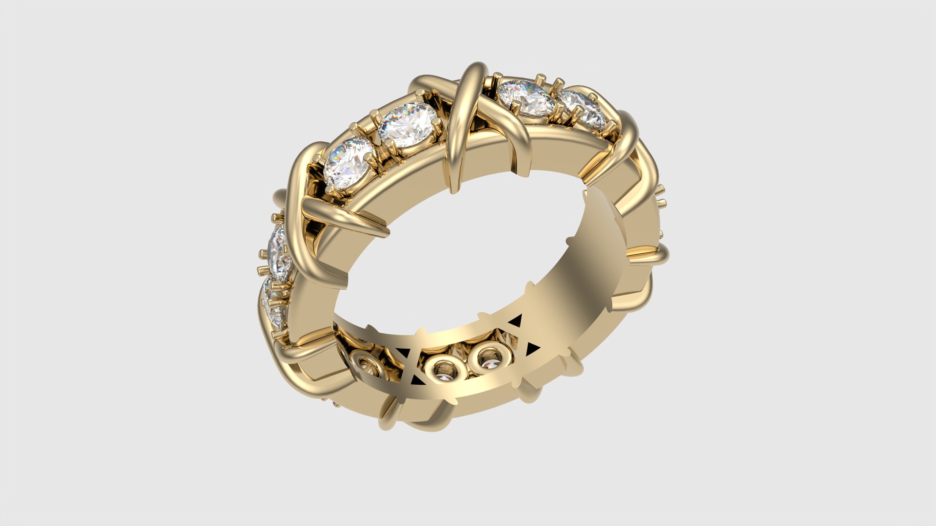 Intricate Interwoven Gem Ring JDBCo 3D print model_24