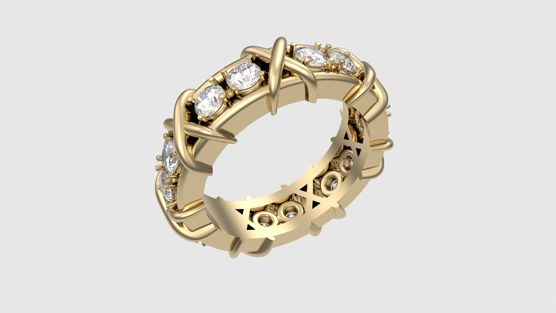 Intricate Interwoven Gem Ring JDBCo 3D print model_17