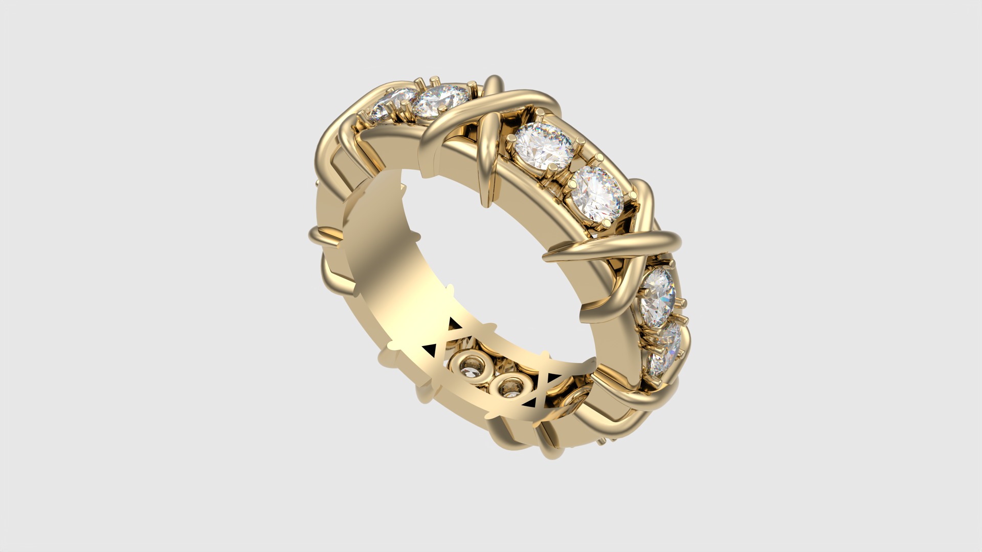 Intricate Interwoven Gem Ring JDBCo 3D print model_29