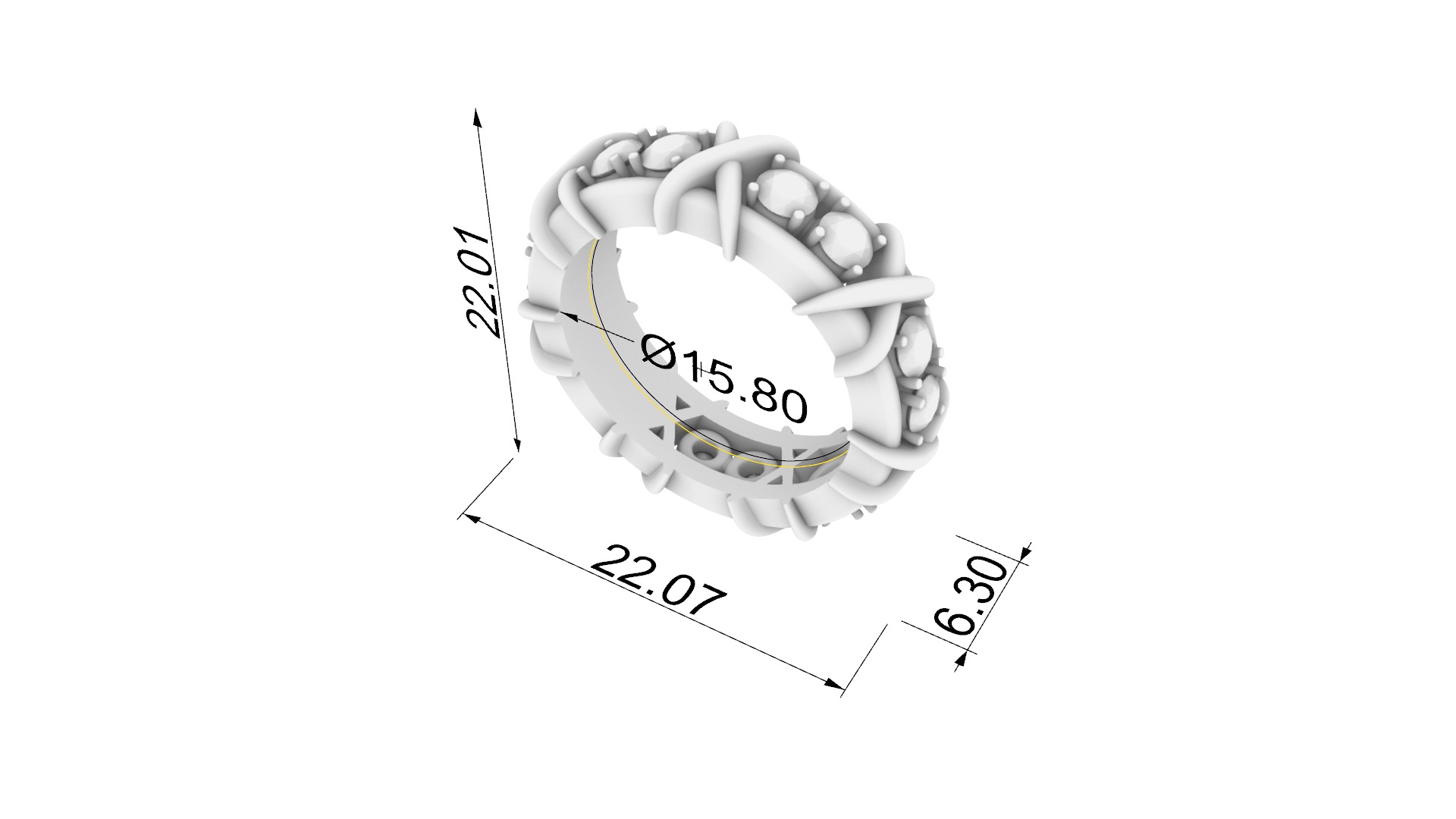 Intricate Interwoven Gem Ring JDBCo 3D print model_1