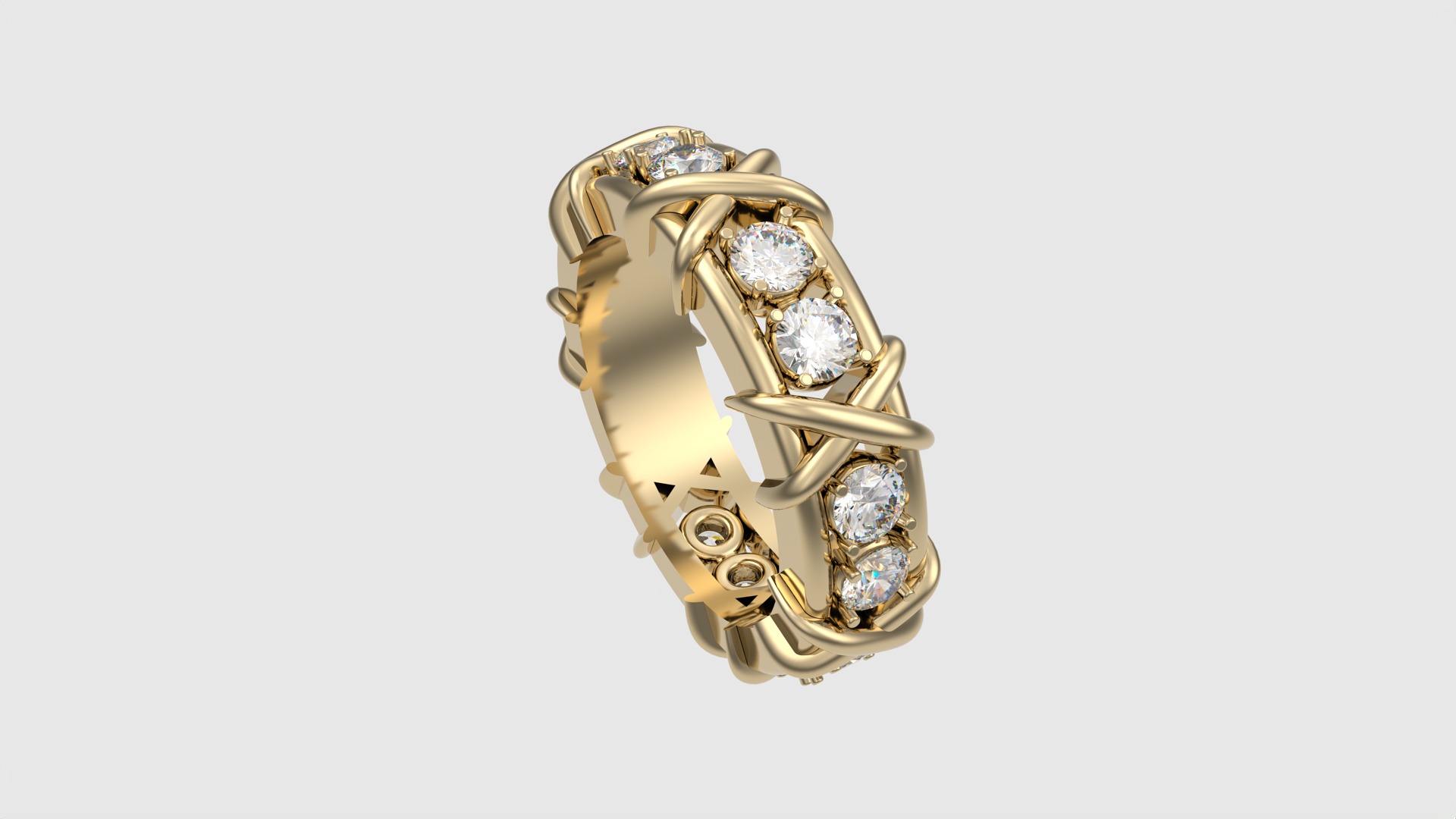 Intricate Interwoven Gem Ring JDBCo 3D print model_28