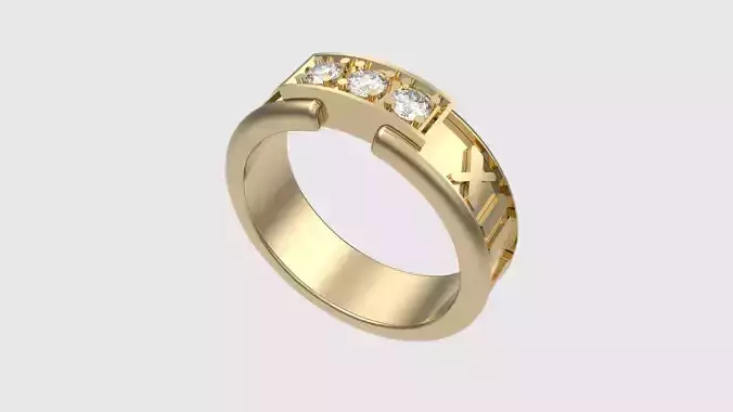 Three-Stone Modern Geometric Ring JDBCo