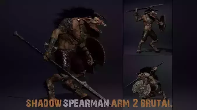 Shadow Spearman Arm2 Brutal Low-poly 3D model