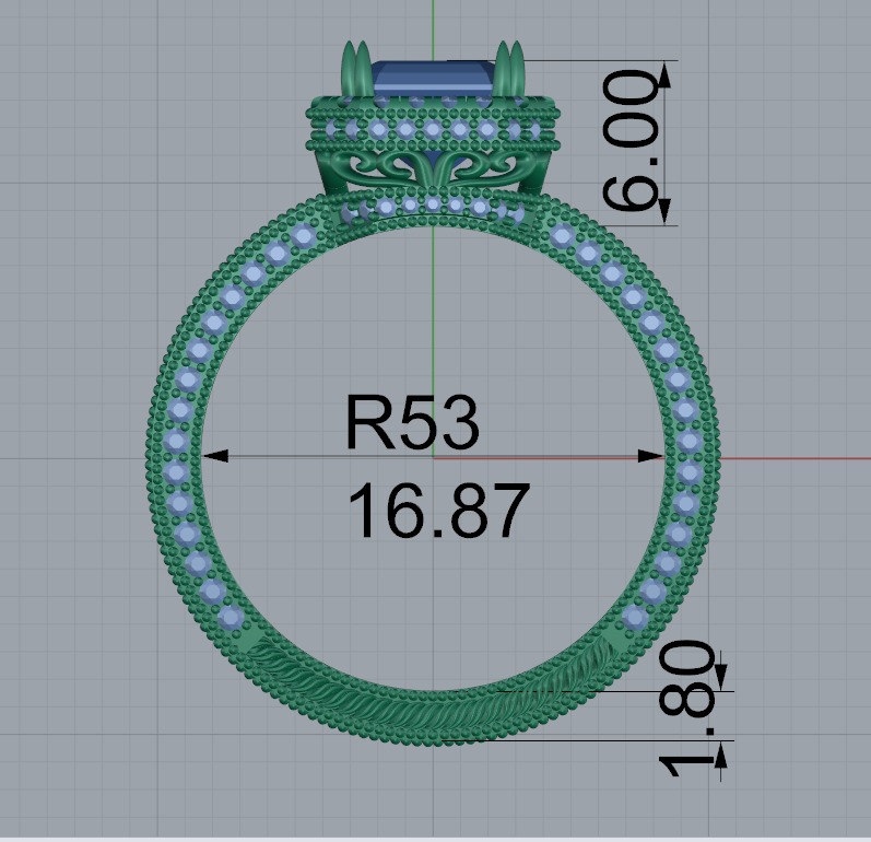 wedding ring emerald cut center stone    3D print model_9