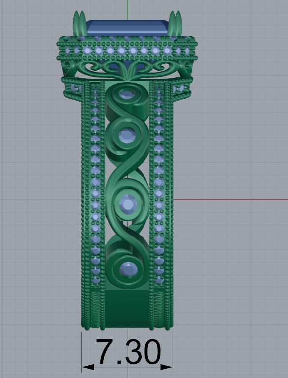 wedding ring emerald cut center stone    3D print model_10