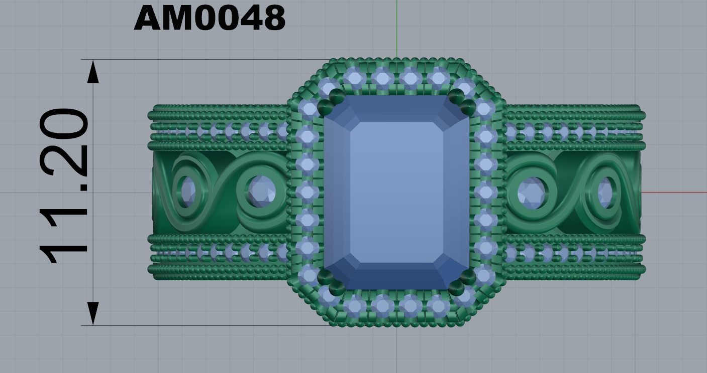 wedding ring emerald cut center stone    3D print model_7