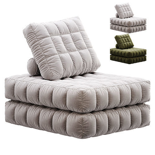Waffle Sofa Chair Low-poly 3D model 2