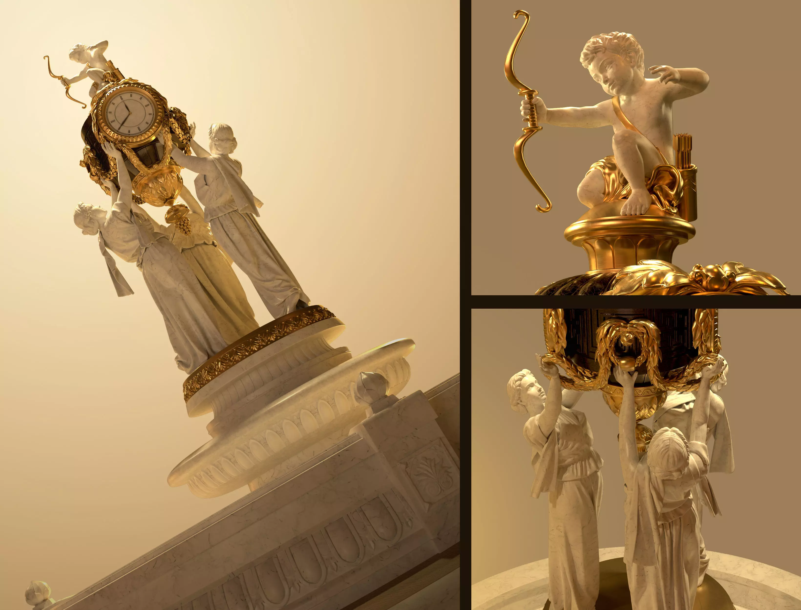 European Fountain Sculpture 3D Model 3D model