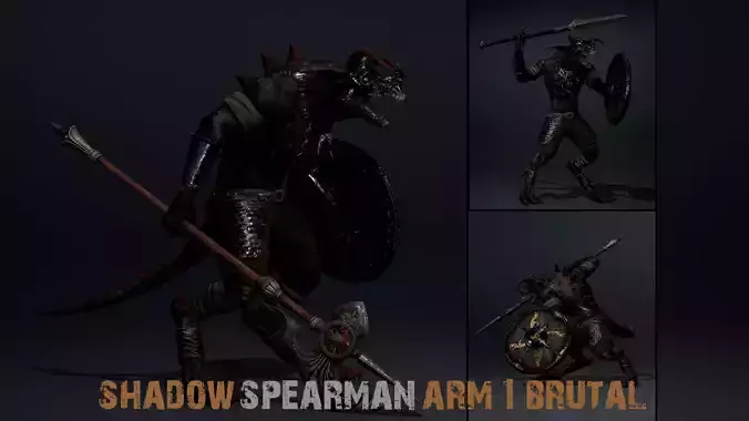 Shadow Spearman Arm1 Brutal Low-poly 3D model