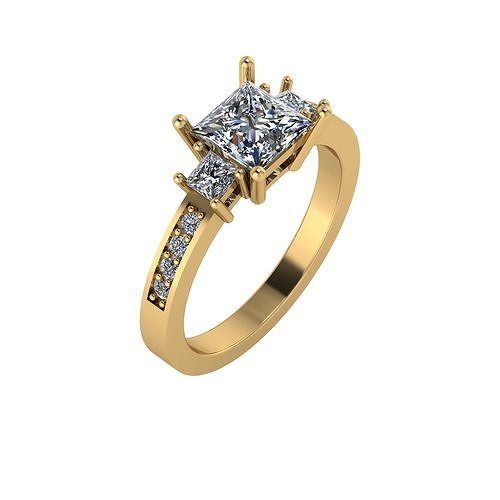 Three stone engagement ring 3D print model