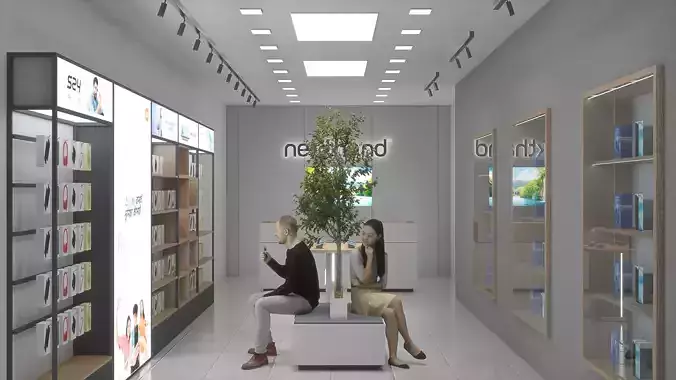 Modern Smarts Mobile Phone Tech Gadget Shop Interior 3D Model 