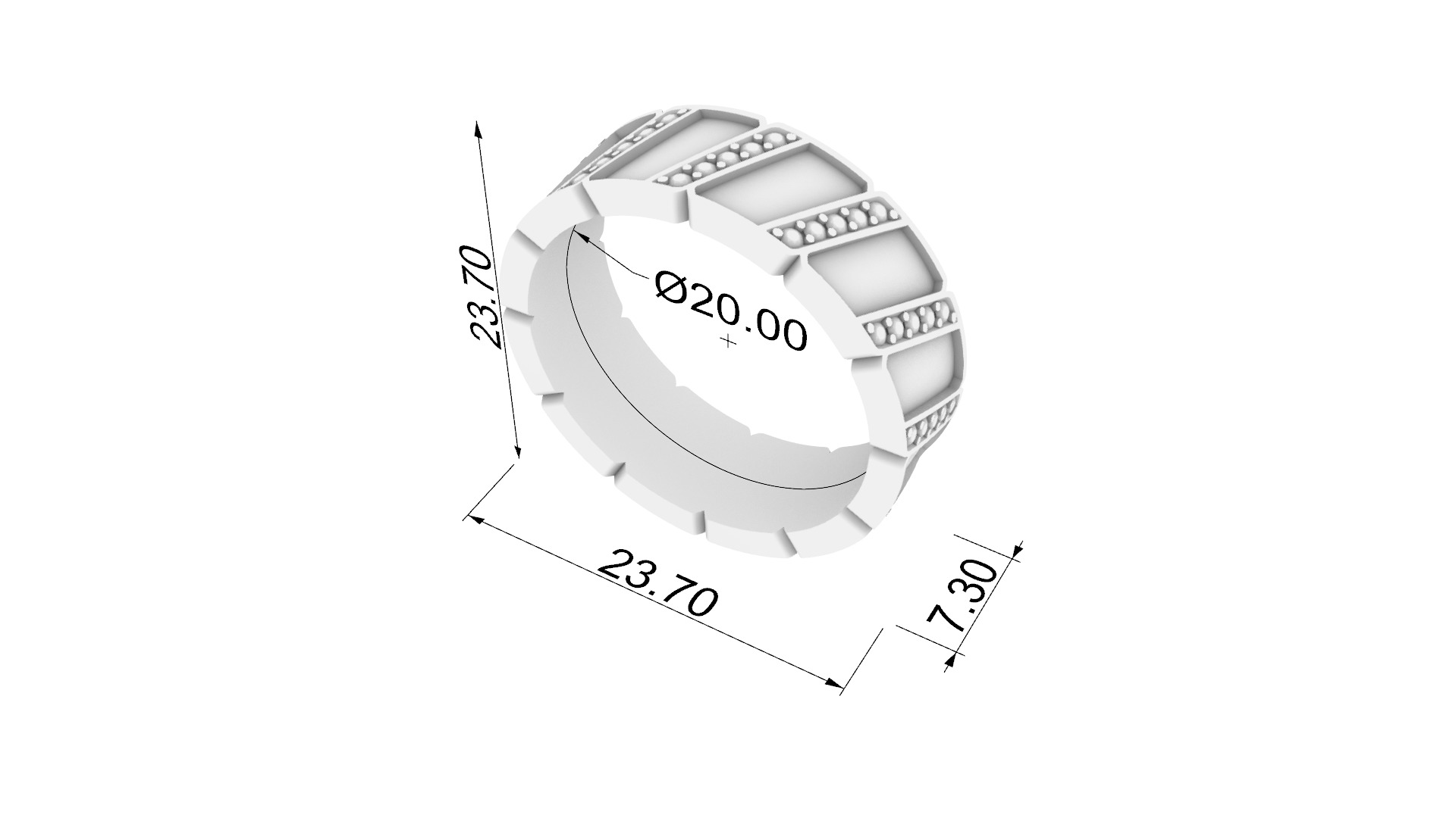 Embellished Channel Set Band JDBCo 3D print model_1