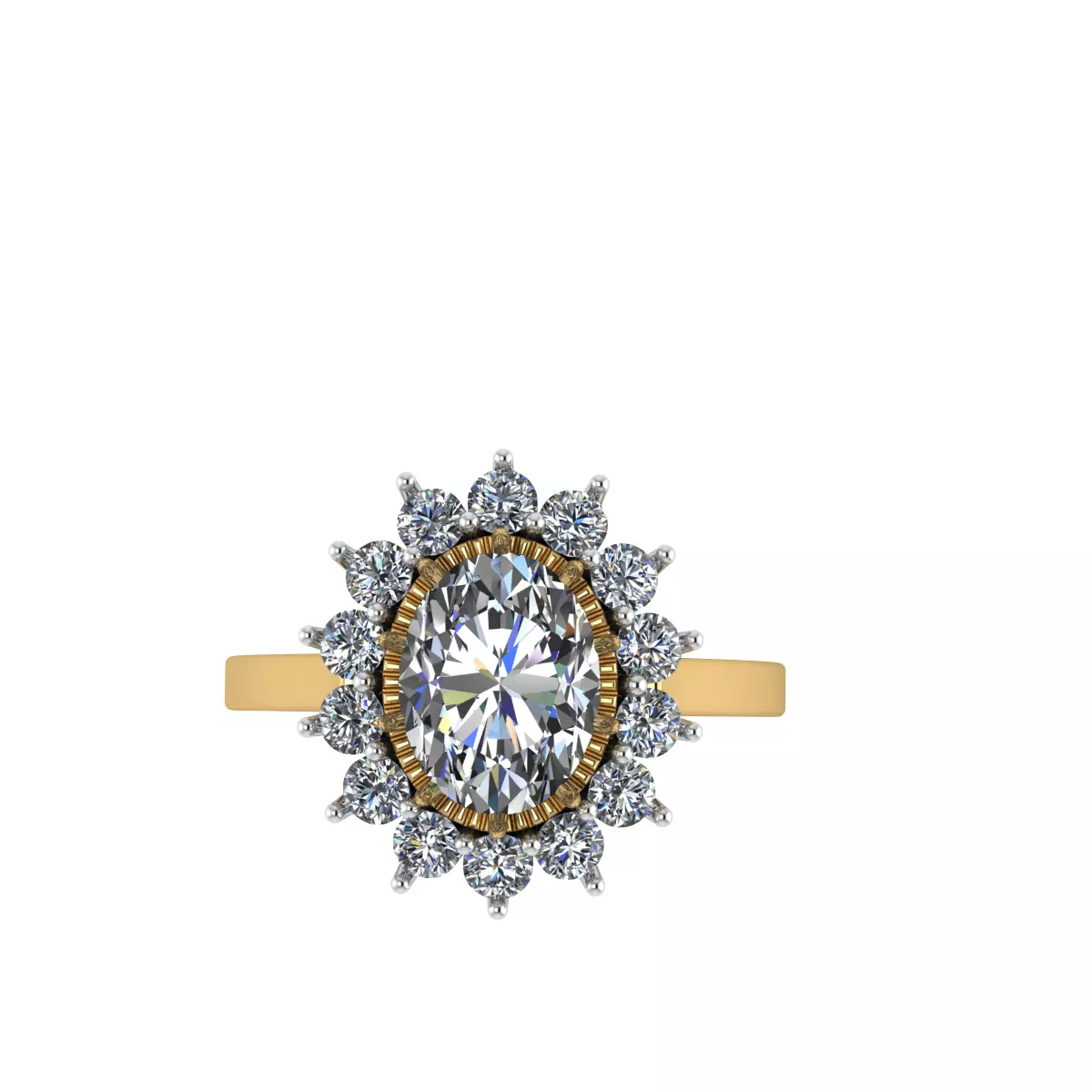 three tone engagement ring 3D print model