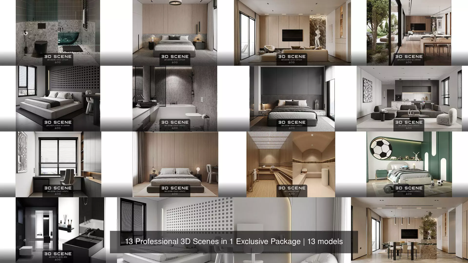 13 Professional 3D Scenes in 1 Exclusive Package 3D Model Collection_1