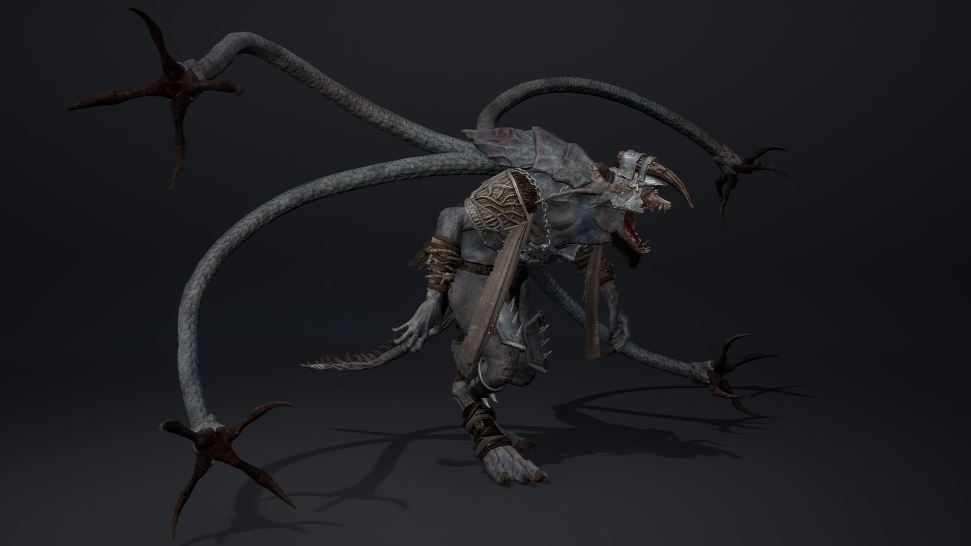 Shadow Brutal Tentacle Low-poly 3D model_14