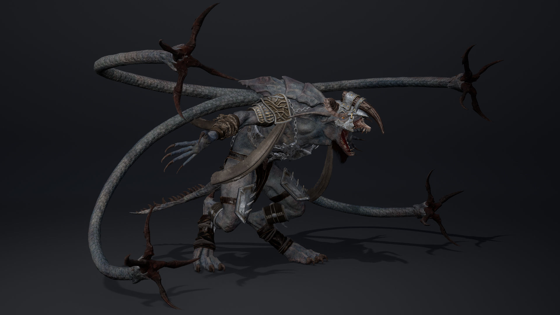 Shadow Brutal Tentacle Low-poly 3D model_10