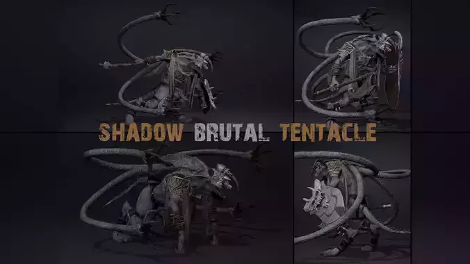 Shadow Brutal Tentacle Low-poly 3D model