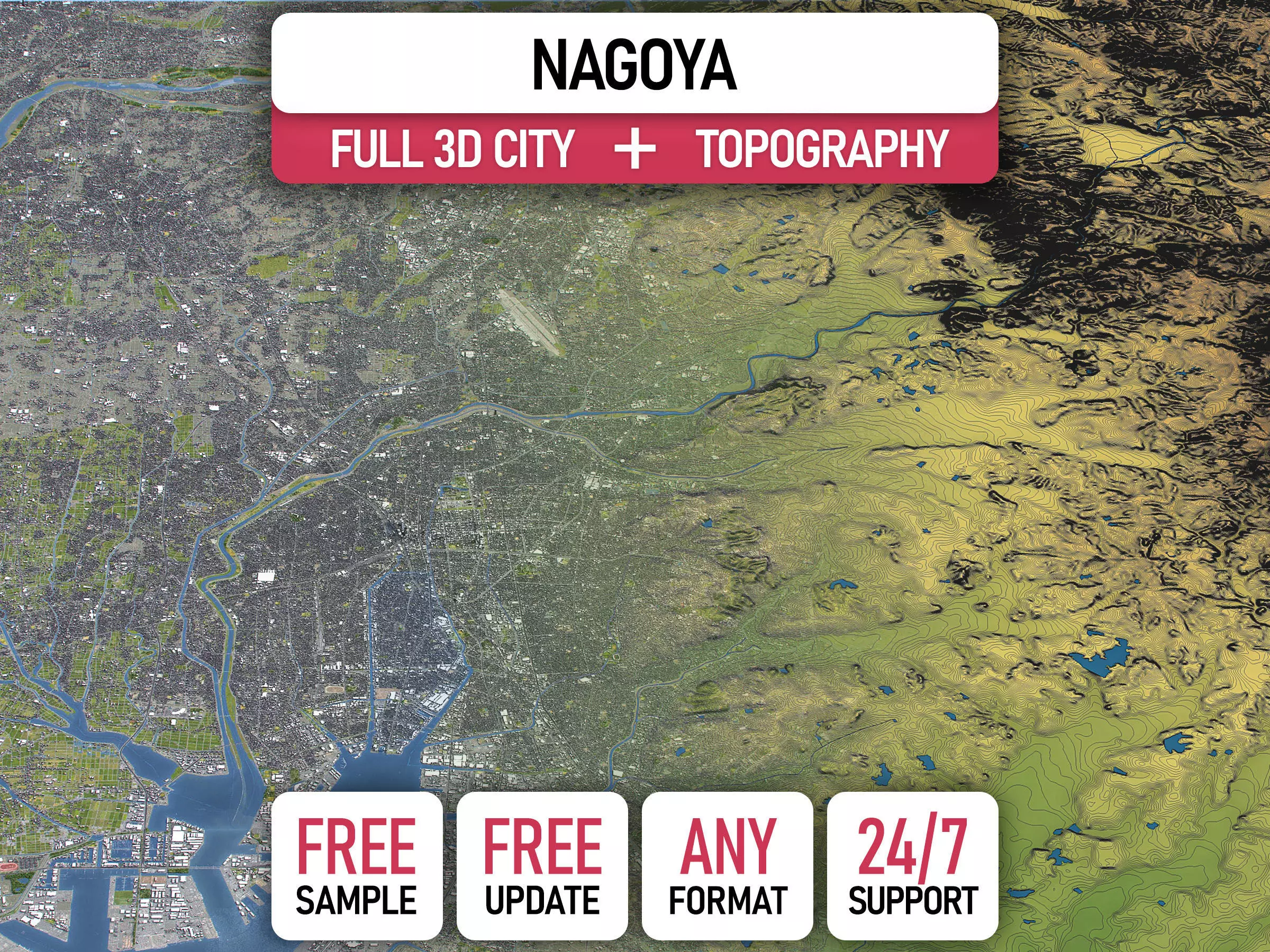 Nagoya - 3D City Topography Terrain 3D Model Collection_0