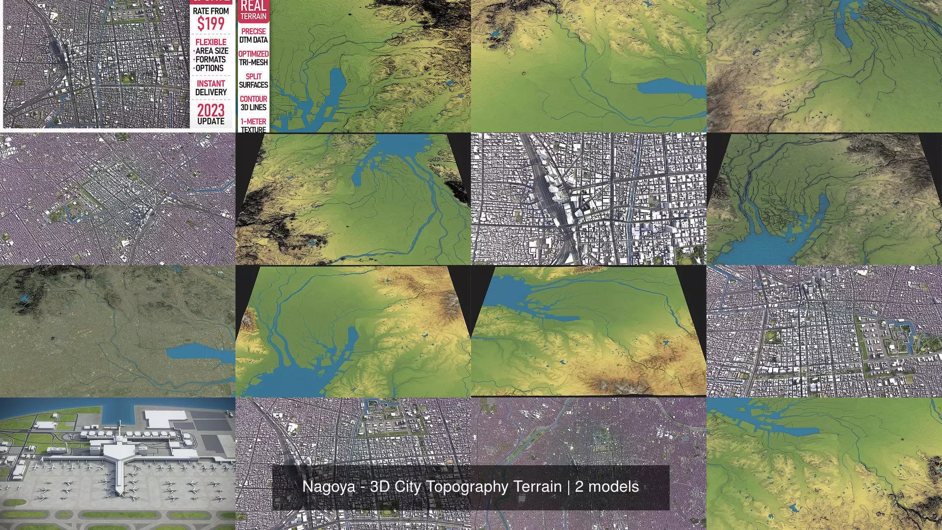 Nagoya - 3D City Topography Terrain 3D Model Collection_1