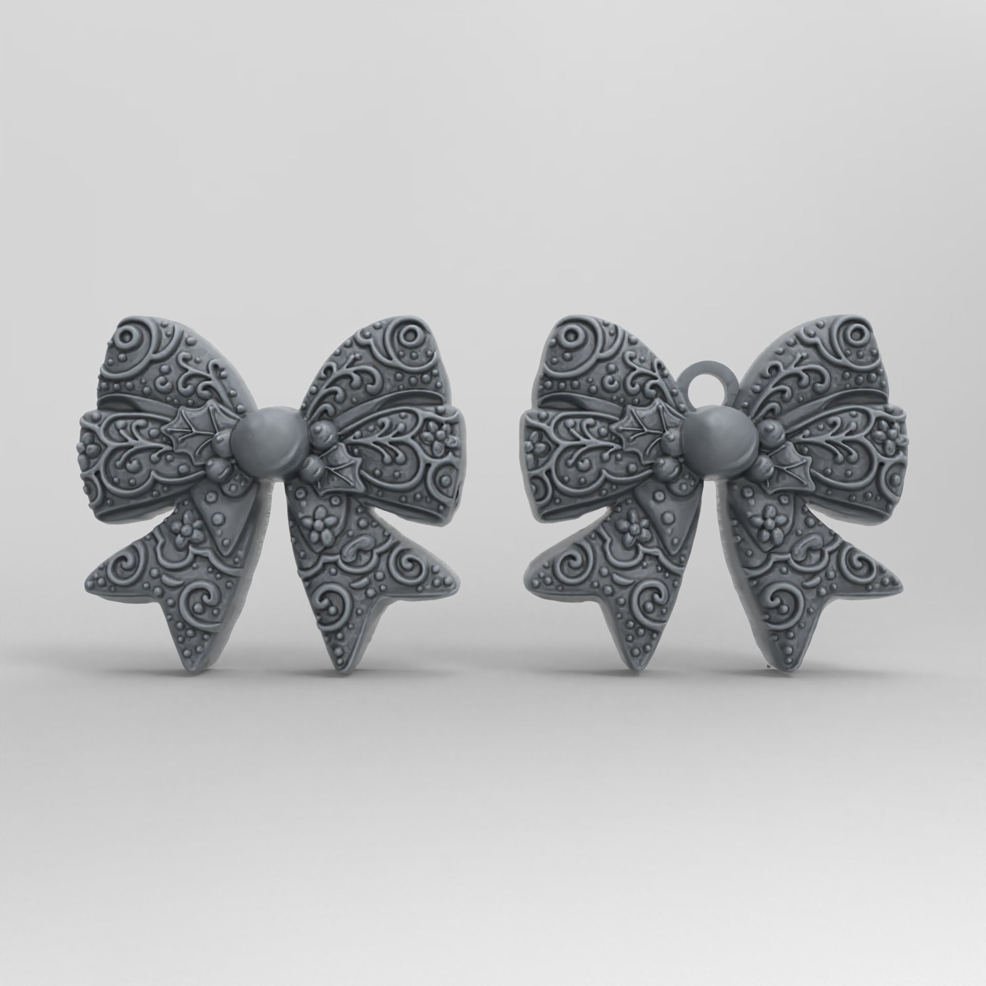 christmas ribbon bow cookie decor  3D print model_2