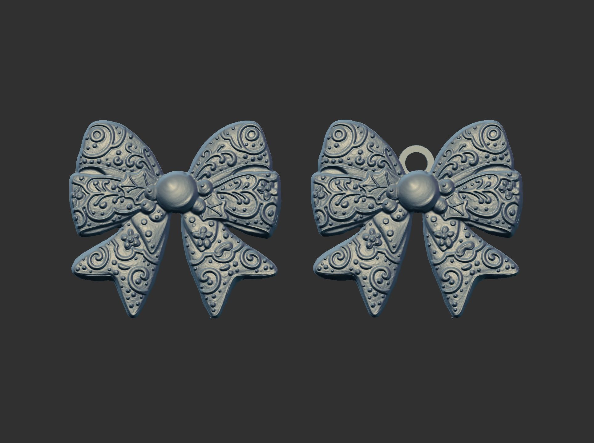 christmas ribbon bow cookie decor  3D print model_4