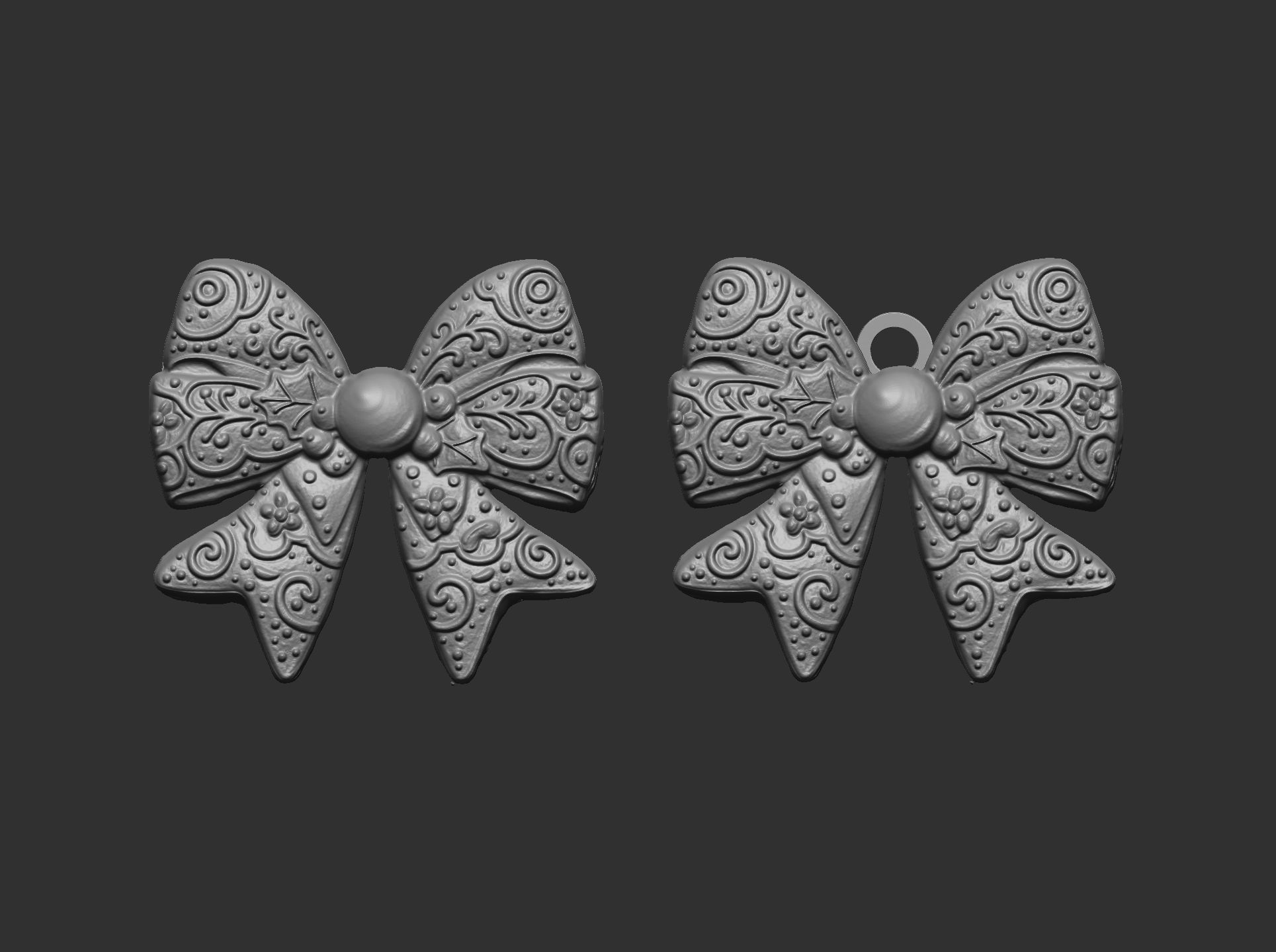 christmas ribbon bow cookie decor  3D print model_5