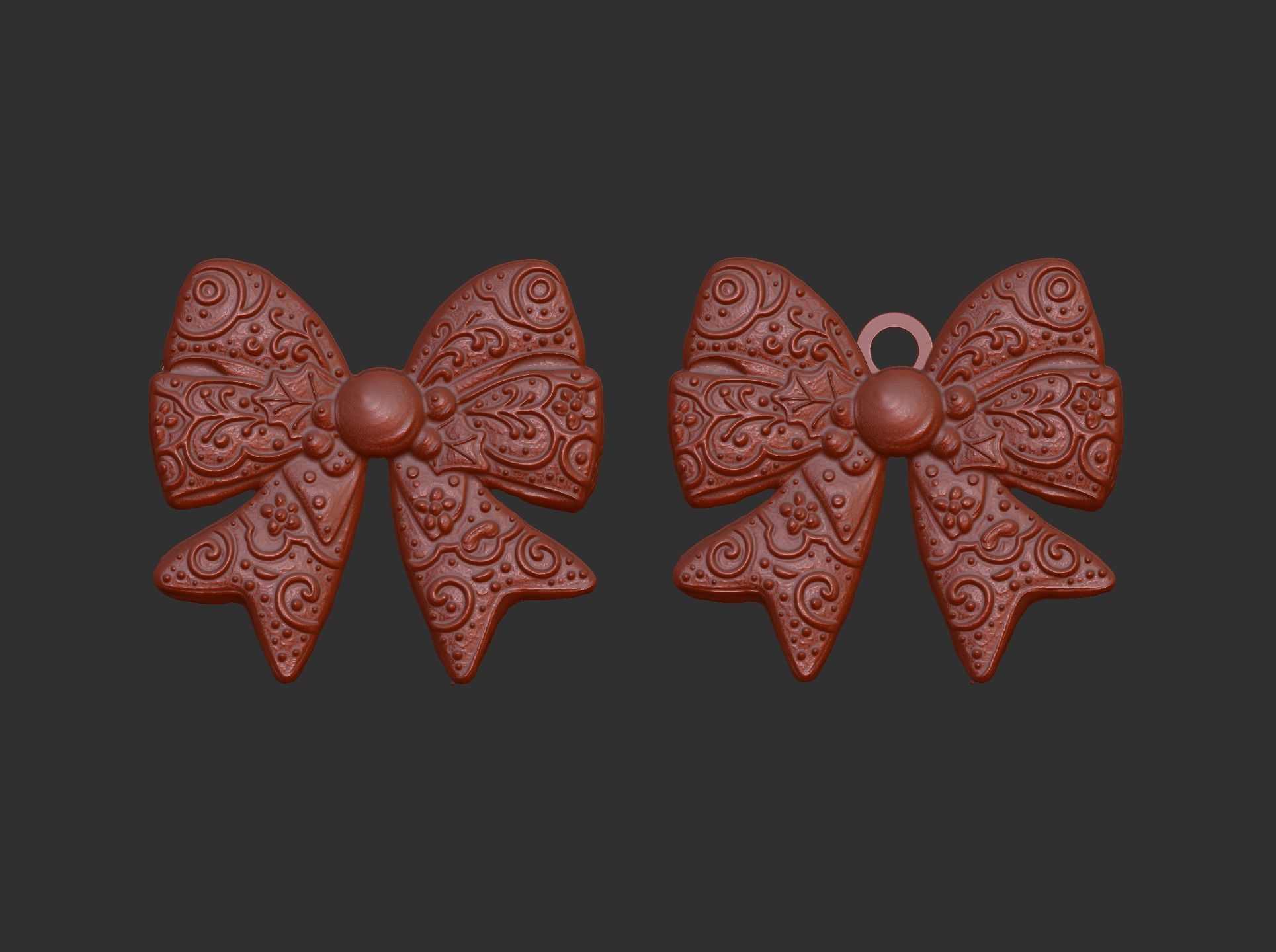 christmas ribbon bow cookie decor  3D print model_3