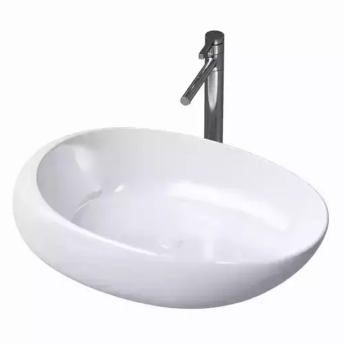 Modern Bathroom Sink Porcelain Oval-Shape Vessel Bathroom