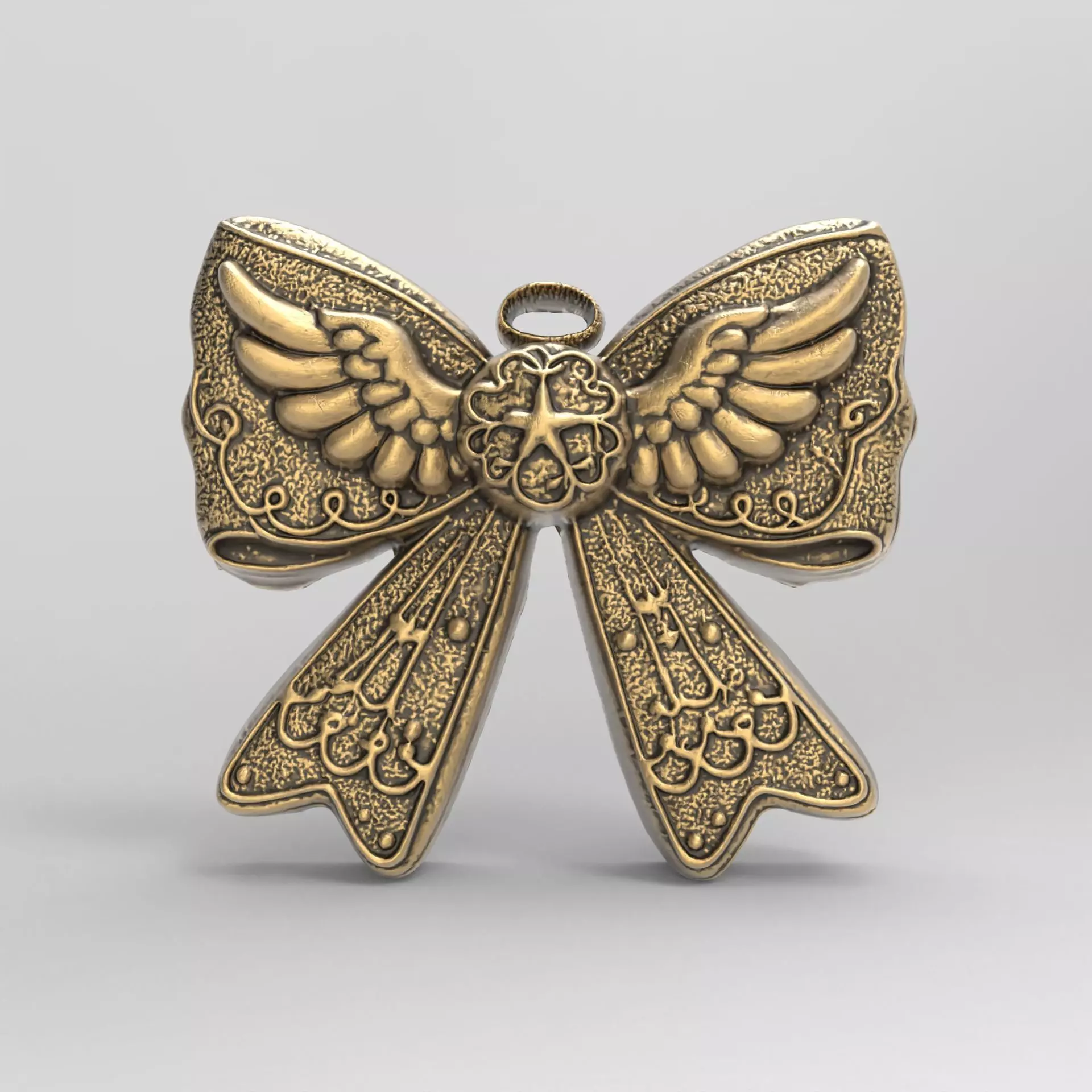 christmas wings ribbon bow decor  3D print model_0