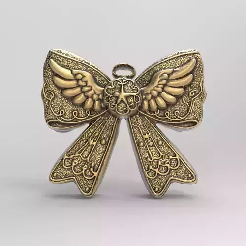 christmas wings ribbon bow decor  3D print model
