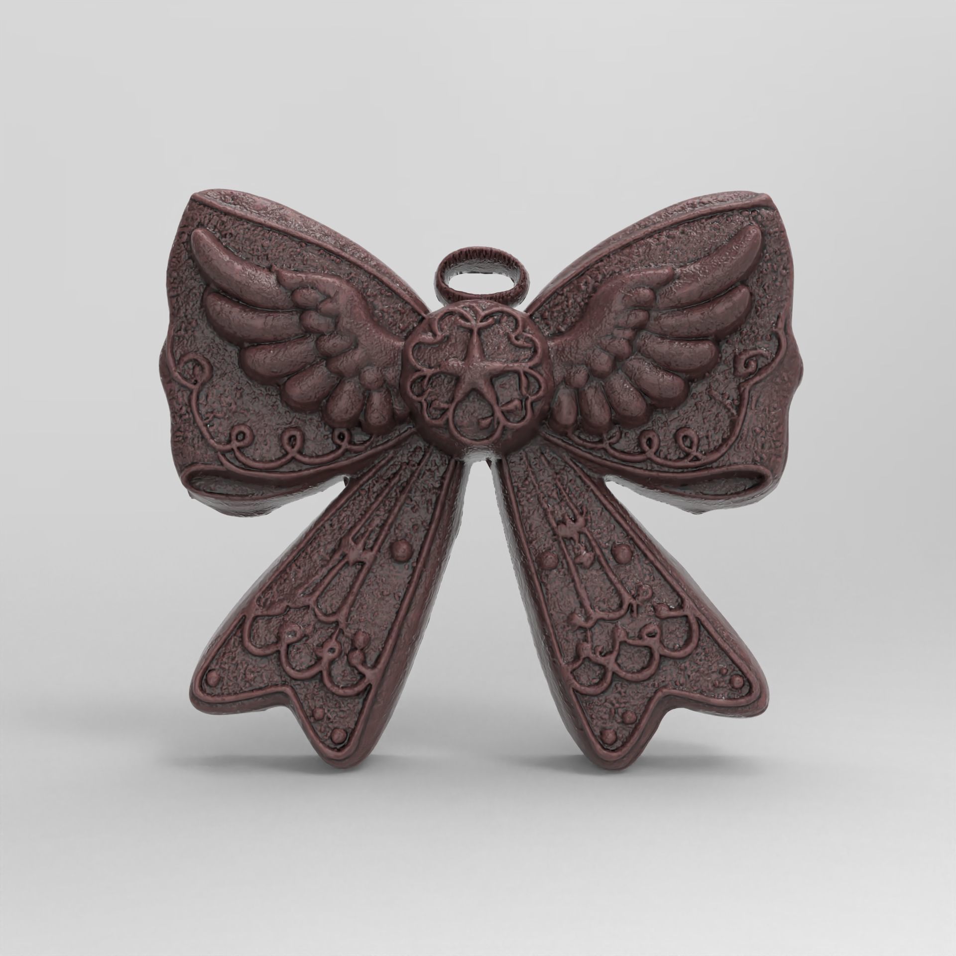 christmas wings ribbon bow decor  3D print model_1