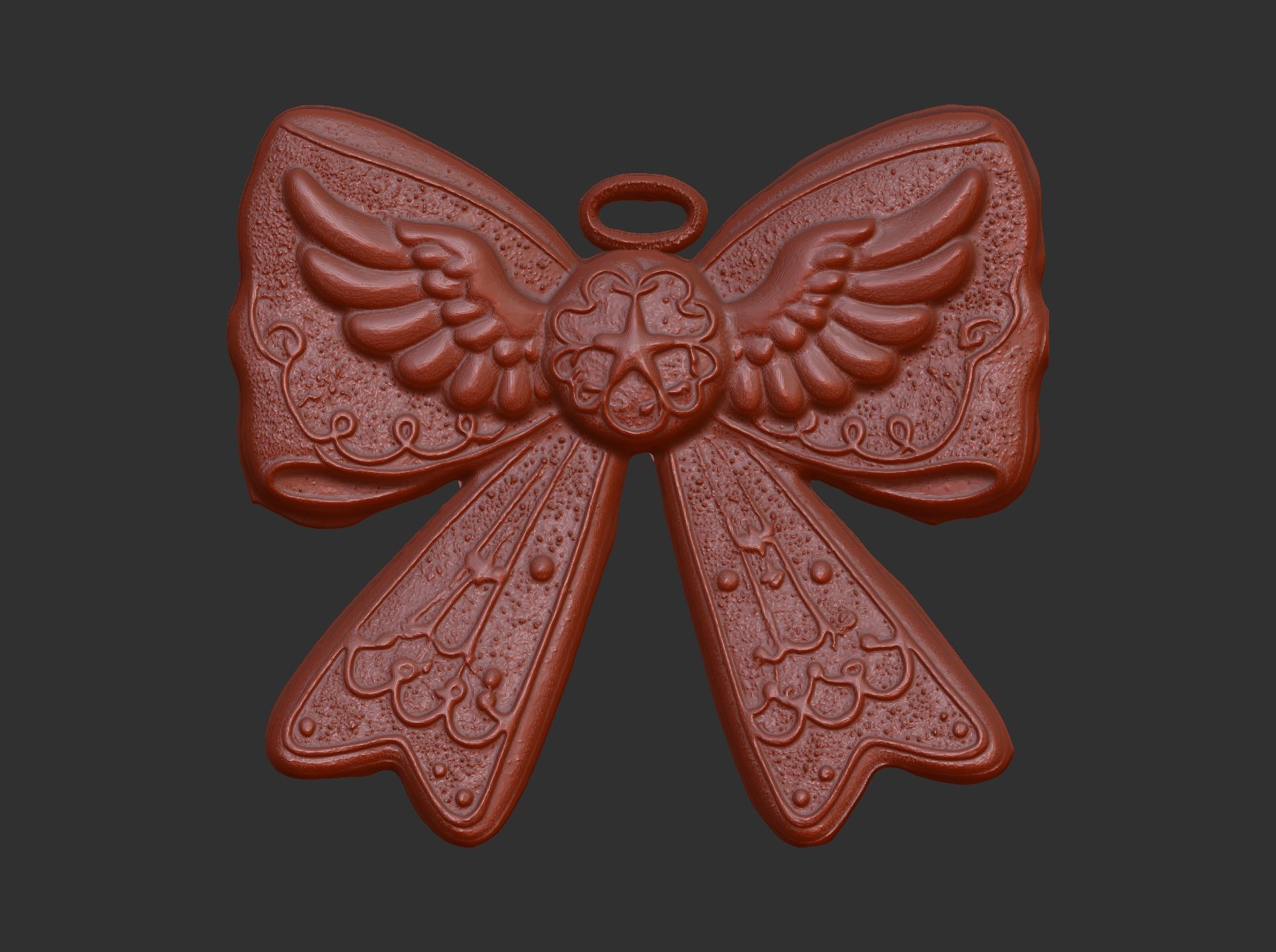 christmas wings ribbon bow decor  3D print model_6