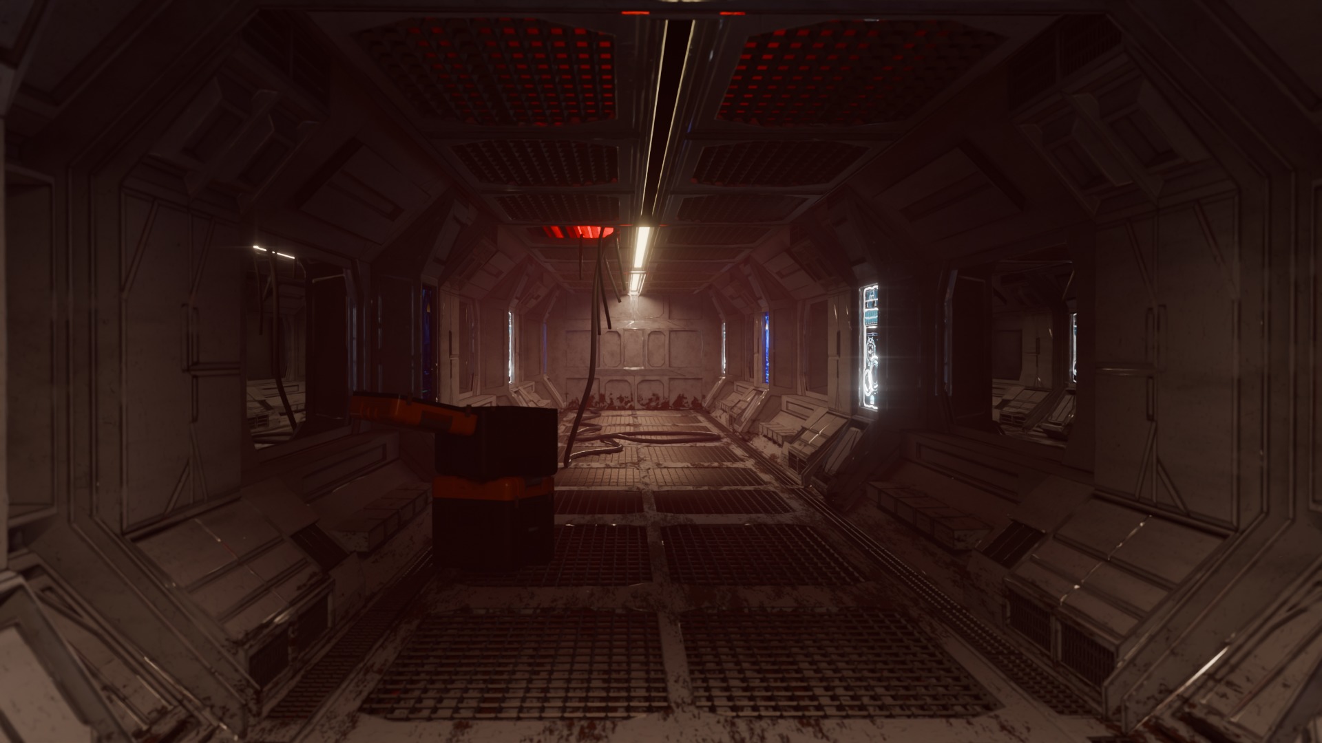 Spaceship Corridor Damaged Free 3D model_7
