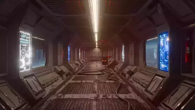Spaceship Corridor Damaged