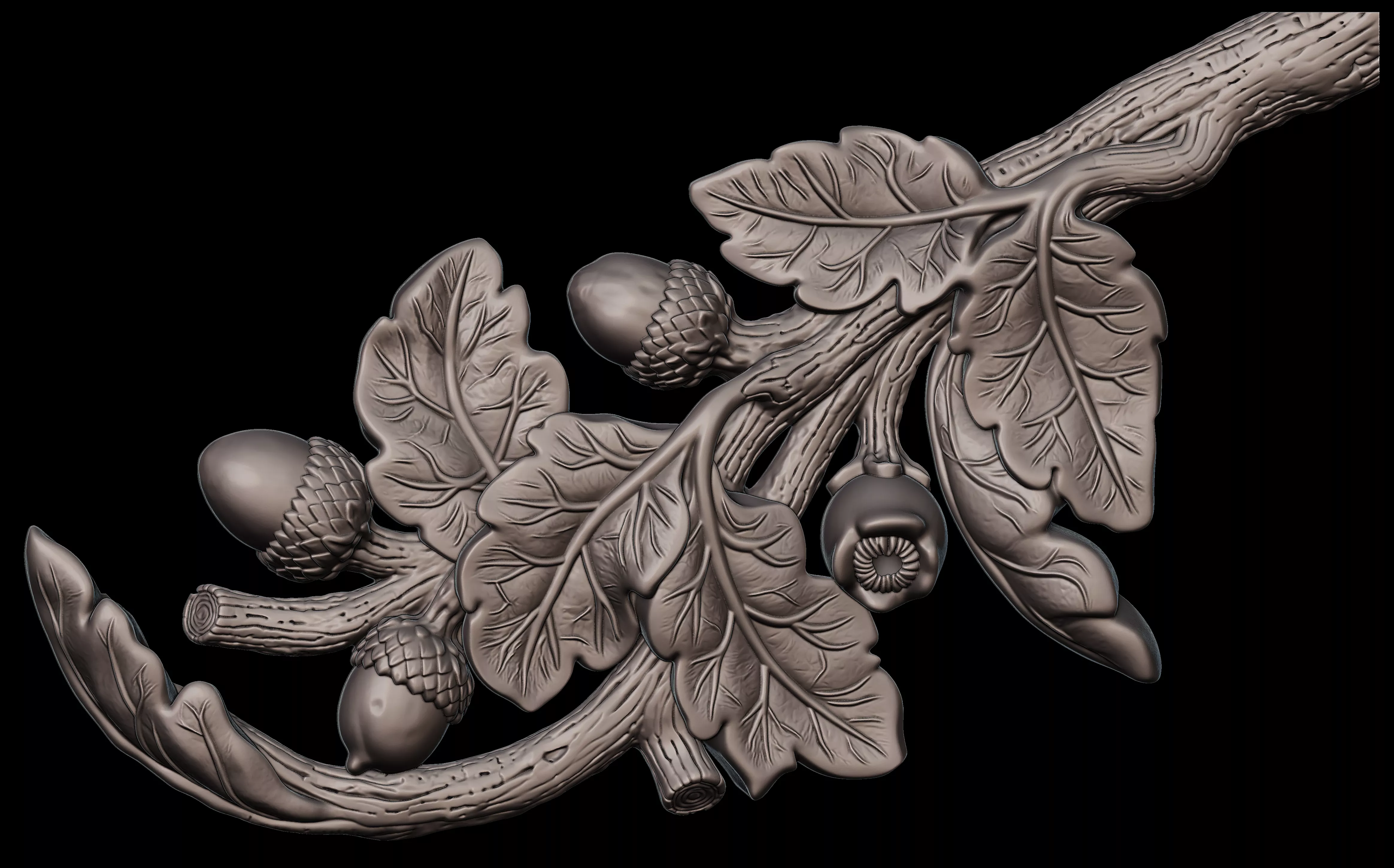 Acorn leaf motif 3D print model