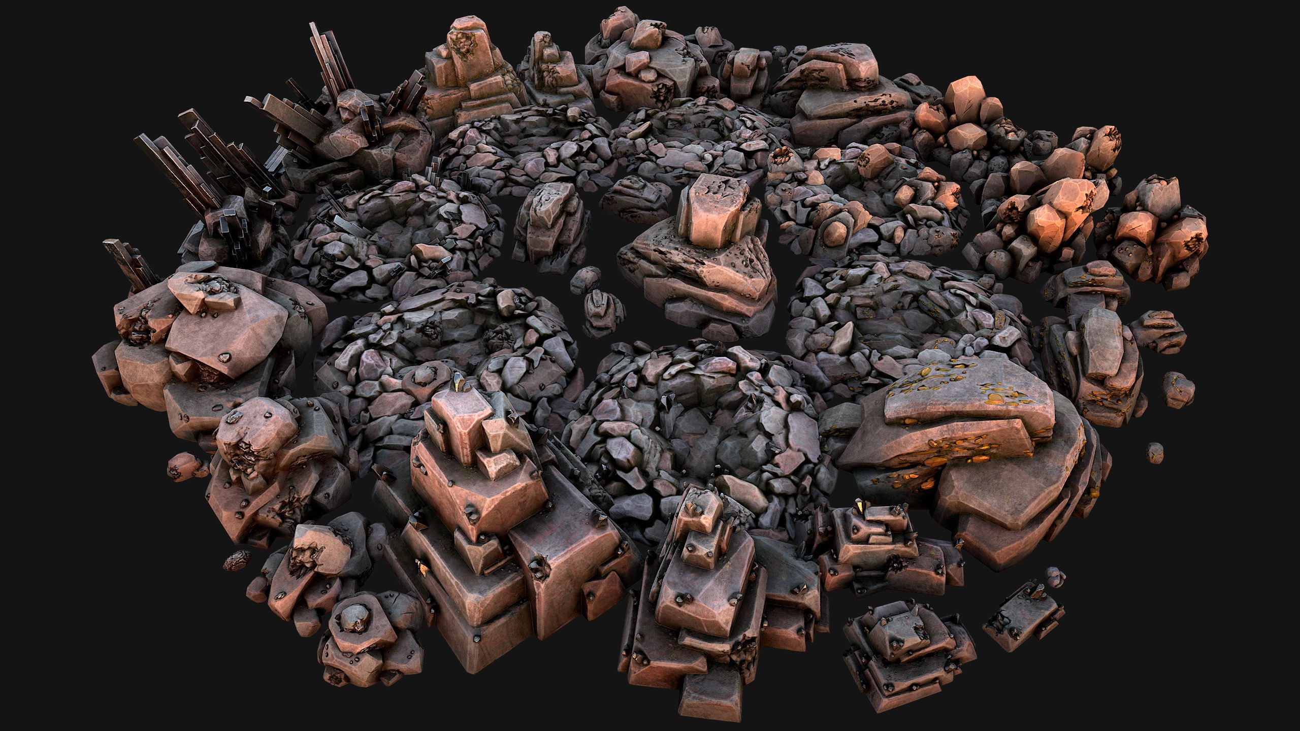 Rocks Ore Metal Mineral Industrial Resources Environment Pack 3D Model Collection_39