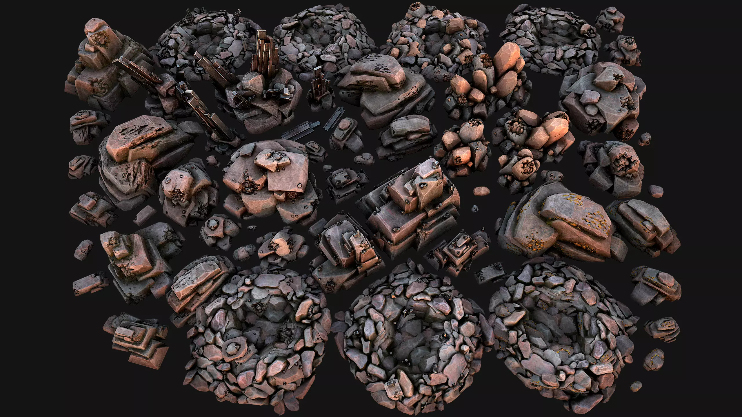 Rocks Ore Metal Mineral Industrial Resources Environment Pack 3D Model Collection_0