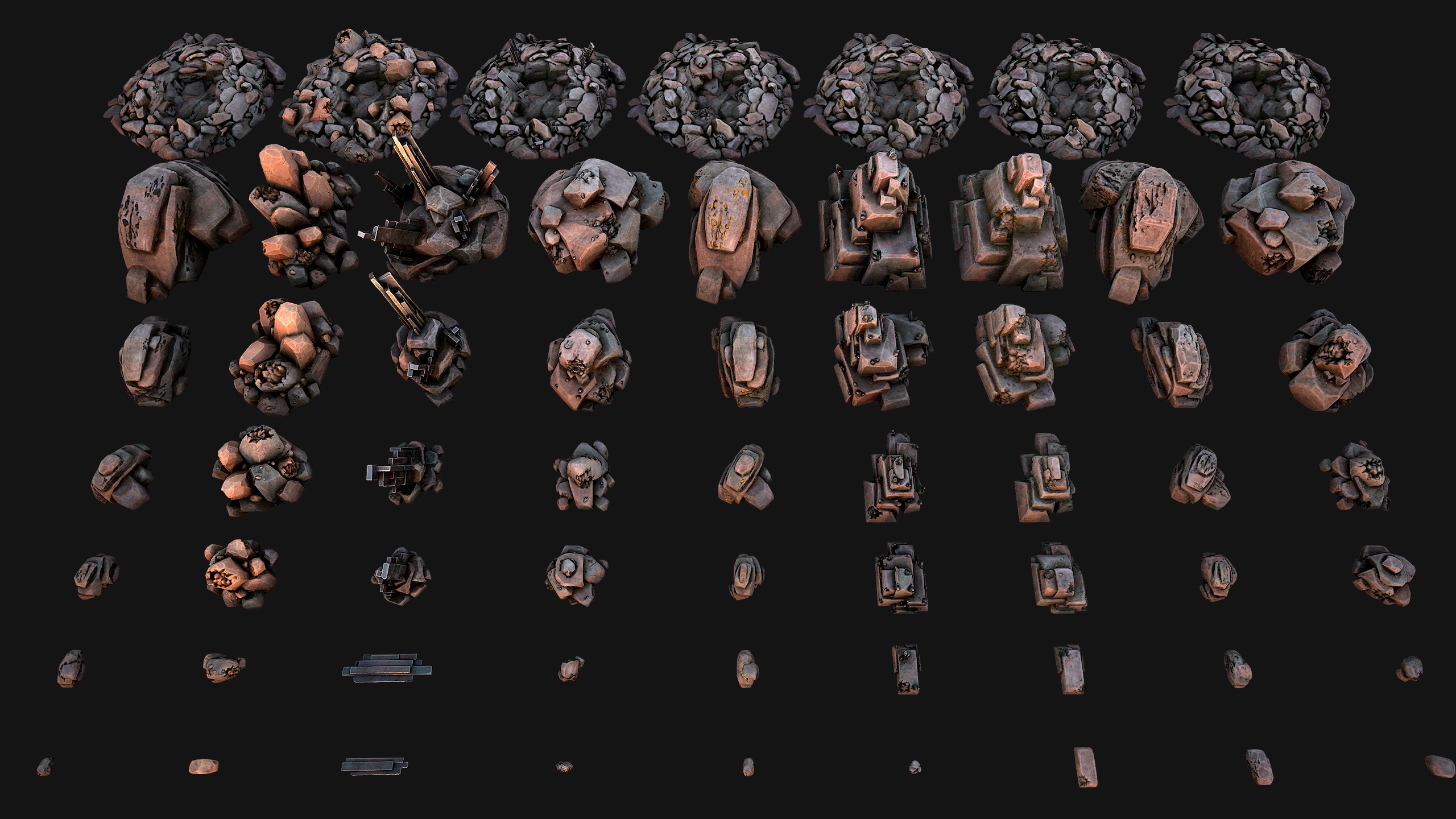 Rocks Ore Metal Mineral Industrial Resources Environment Pack 3D Model Collection_10