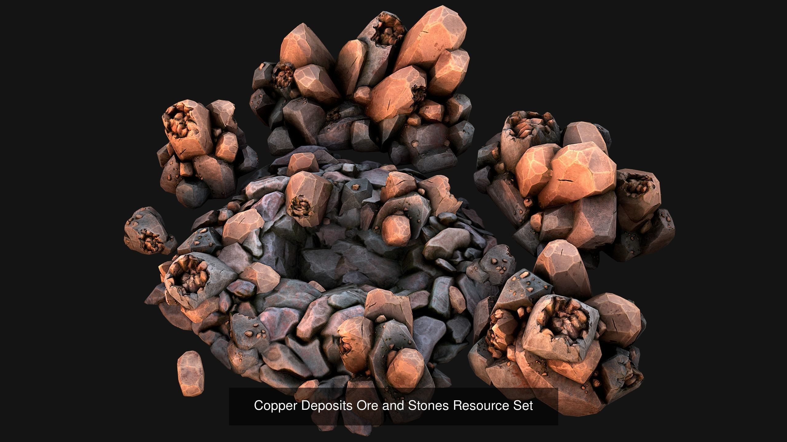 Rocks Ore Metal Mineral Industrial Resources Environment Pack 3D Model Collection_11