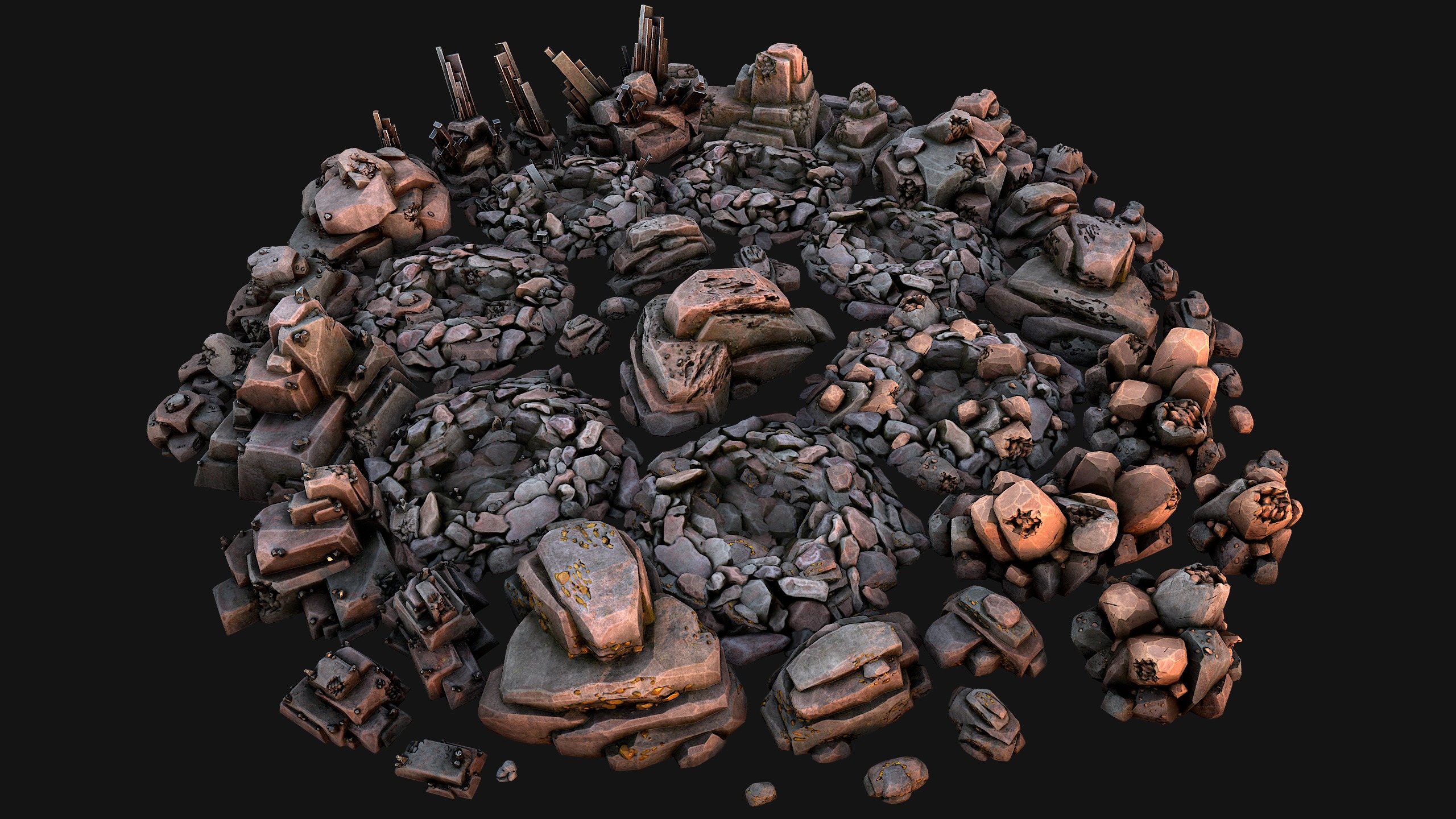 Rocks Ore Metal Mineral Industrial Resources Environment Pack 3D Model Collection_40